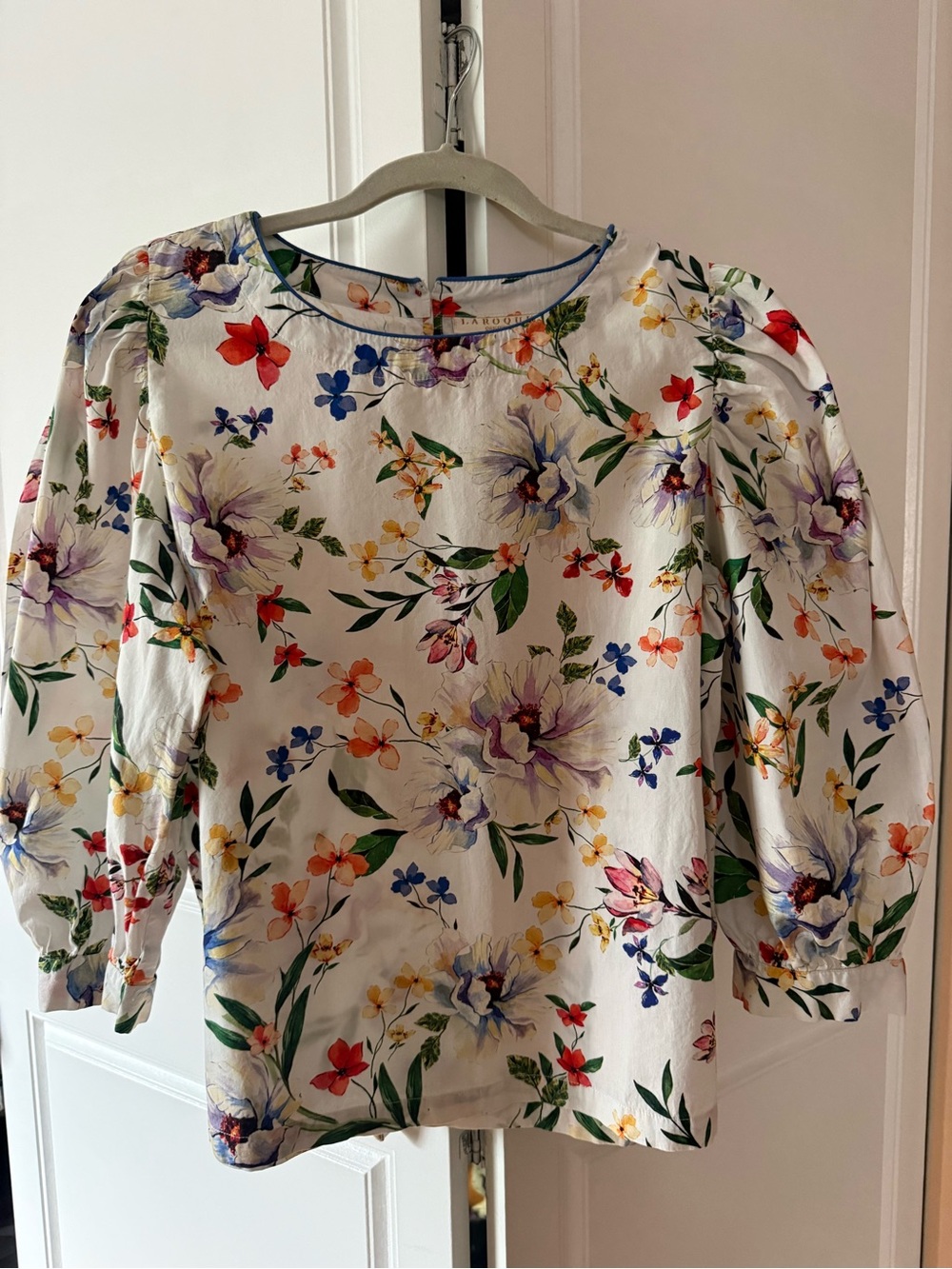 Floral Puff-Sleeve Blouse - White Multi